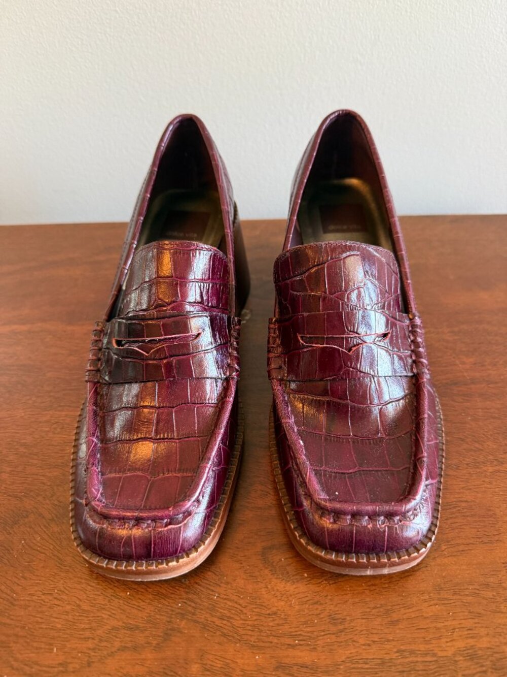 Dolce Vita Talie Heeled Loafers Women's Size 8.5 Burgundy Platform Chunky Heel - Picture 3 of 6